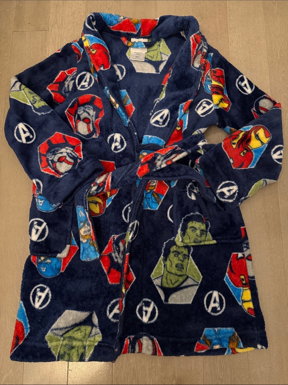 Avenger Navy Plush Robe with Red, Green and Blue Character Accents